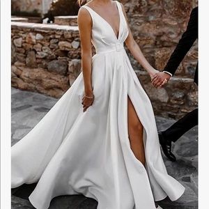 A-line White Wedding Dress